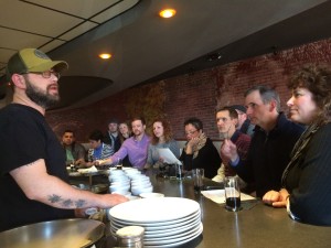 Brian speaking with the Eating Asheville Food Tour crowd.