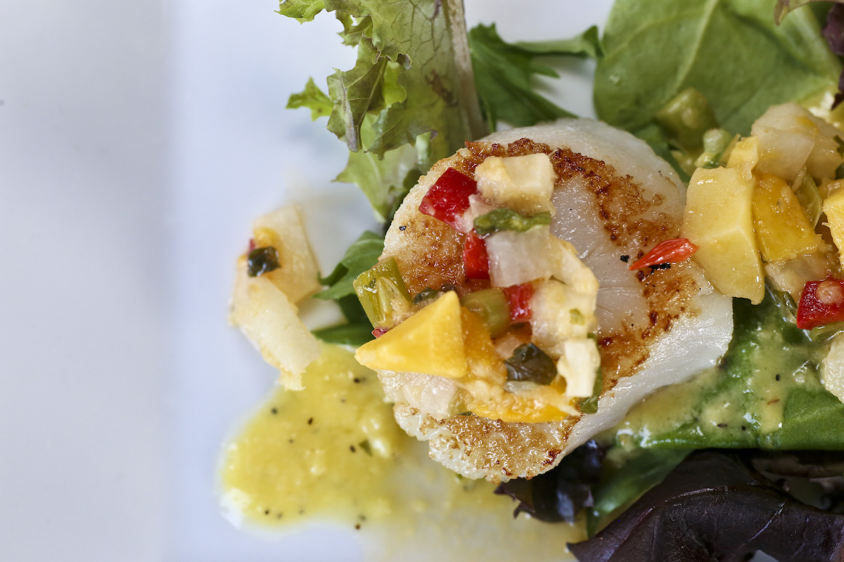 Scallops with mango and jicima @NineMileWest