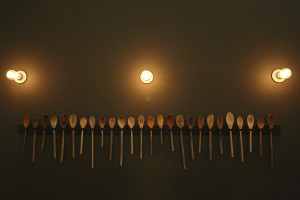 The iconic spoon wall at Rhubarb.
